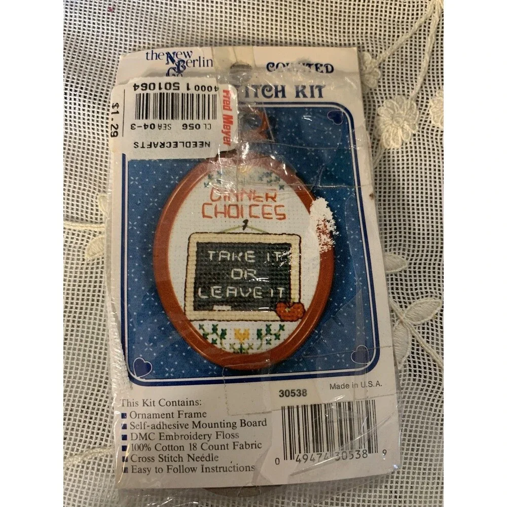 New Berlin Cross Stitch 3” Dinner Choices Kit #30538 Ornament